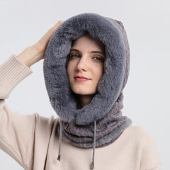 Winter Thick Plush Warm Hat With Scarf For Women