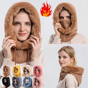 Winter Thick Plush Warm Hat With Scarf For Women