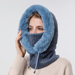 Winter Thick Plush Warm Hat With Scarf For Women