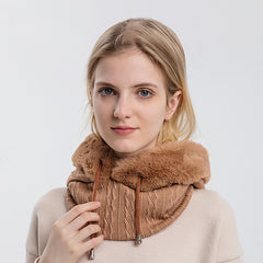 Winter Thick Plush Warm Hat With Scarf For Women